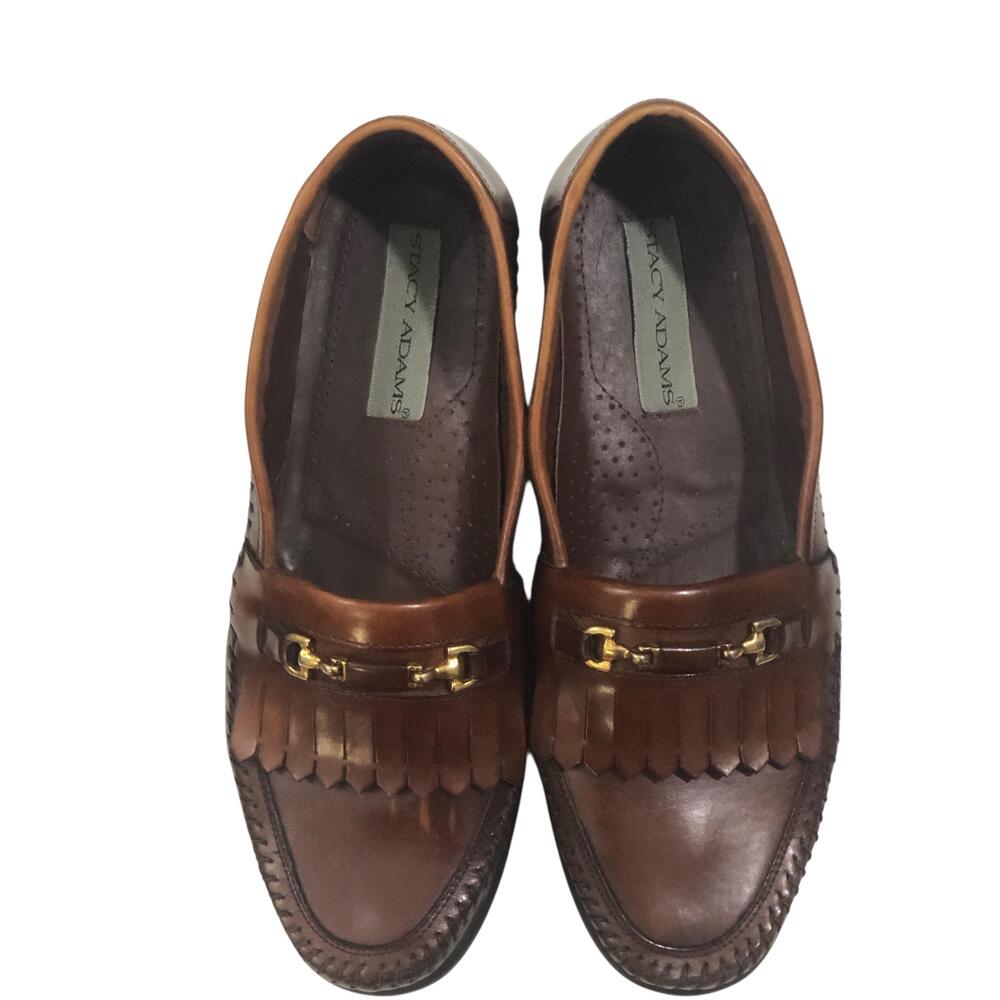 Stacy Adams Loafers Mens Size 9.5 Brown Horsebit Fringe Slip-On Classic Dressy